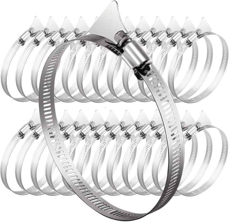 Silrubsups 25 Pcs Dryer Hose Clamp 4 Inch Stainless Steel Duct Clamps Thumb Screw Worm Gear Adjustable Clamp (25, 4 Inch (Adjustable 3.5"-4.5")) - Image 1
